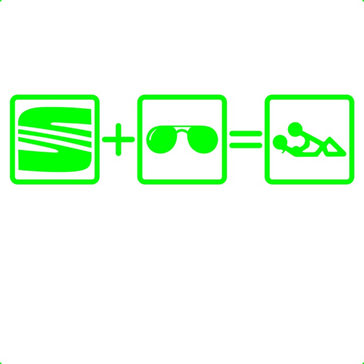 Sticker auto still seat, Cri Flo, Rezistent la apa, Culoare Verde, Marime 21 cm