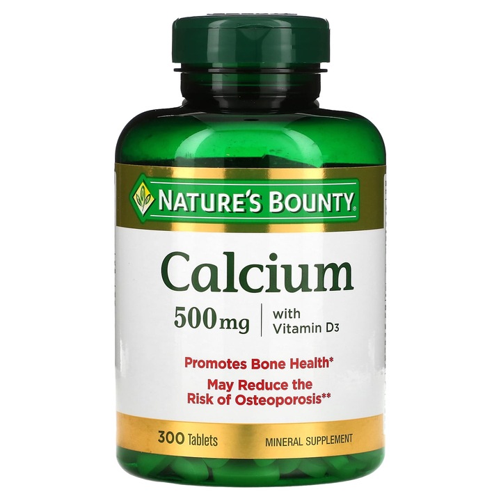 Supliment mineral, Nature's Bounty, Calciu cu Vitamina D3, 500 mg, 300 tablete, pentru sanatatea oaselor