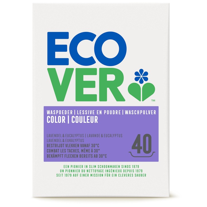 Ecover levendula színű mosószer, 3 kg, tömény, por, 40 mosásra