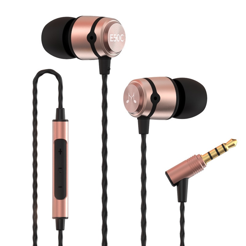 Casti cu fir in-ear SoundMAGIC E50C cu microfon, performanta imbunatatita la bas, calitate audio in inalta definitie, mufa audio de 3,5mm, compatibile cu telefoane/calculatoare/tablete, aur