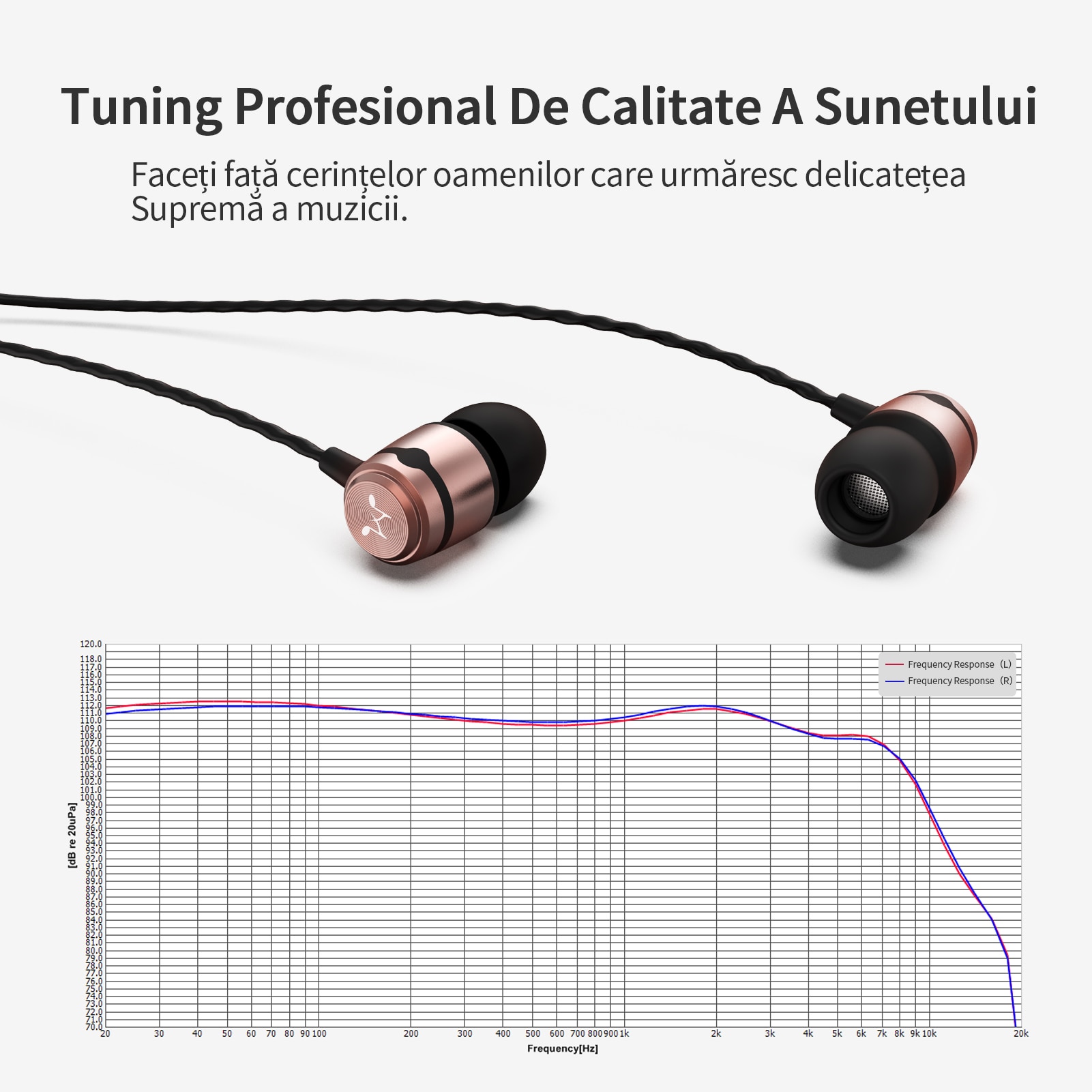 Casti cu fir in-ear SoundMAGIC E50C cu microfon, performanta imbunatatita la bas, calitate audio in inalta definitie, mufa audio de 3,5mm, compatibile cu telefoane/calculatoare/tablete, aur