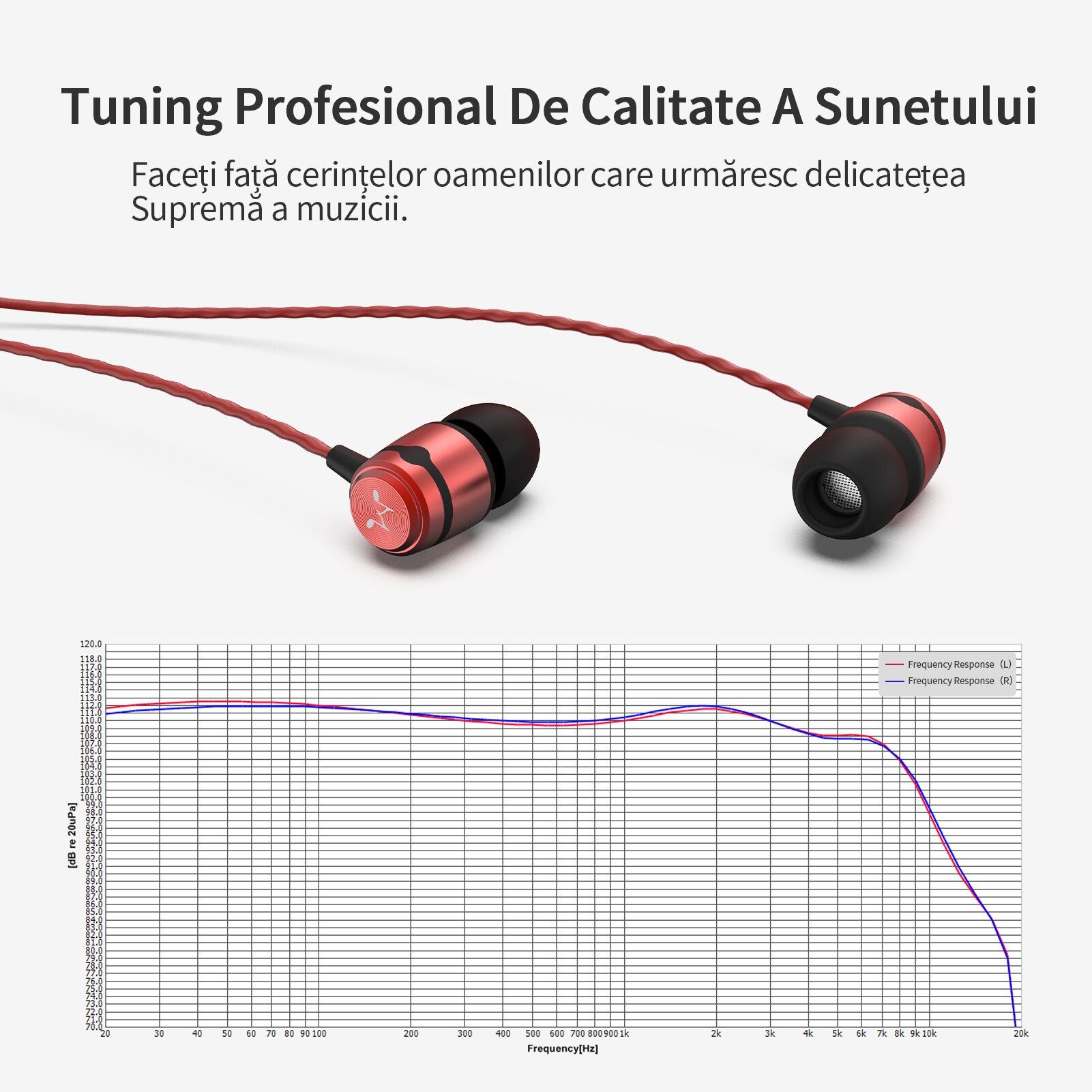 Casti SoundMAGIC E50C cu fir in-ear cu microfon, performanta imbunatatita la bass, calitate audio in inalta definitie, mufa audio de 3,5mm, compatibil cu telefoane/calculatoare/tablete, rosu