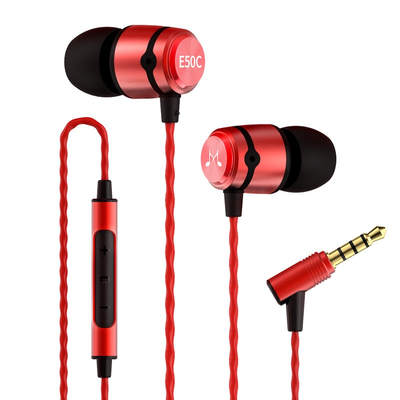 Casti SoundMAGIC E50C cu fir in-ear cu microfon, performanta imbunatatita la bass, calitate audio in inalta definitie, mufa audio de 3,5mm, compatibil cu telefoane/calculatoare/tablete, rosu