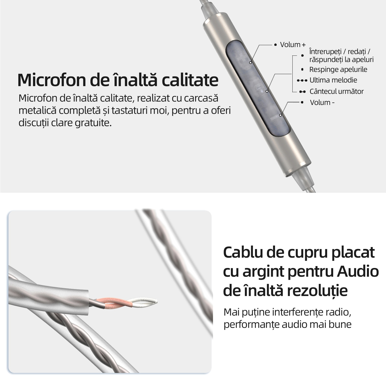 Casti in-ear SoundMAGIC E11D Type-C cu microfon, cip decodor de inalta rezolutie, calitate audio Hi-Fi, compatibile cu telefoane/tablete/laptopuri Android, Gun
