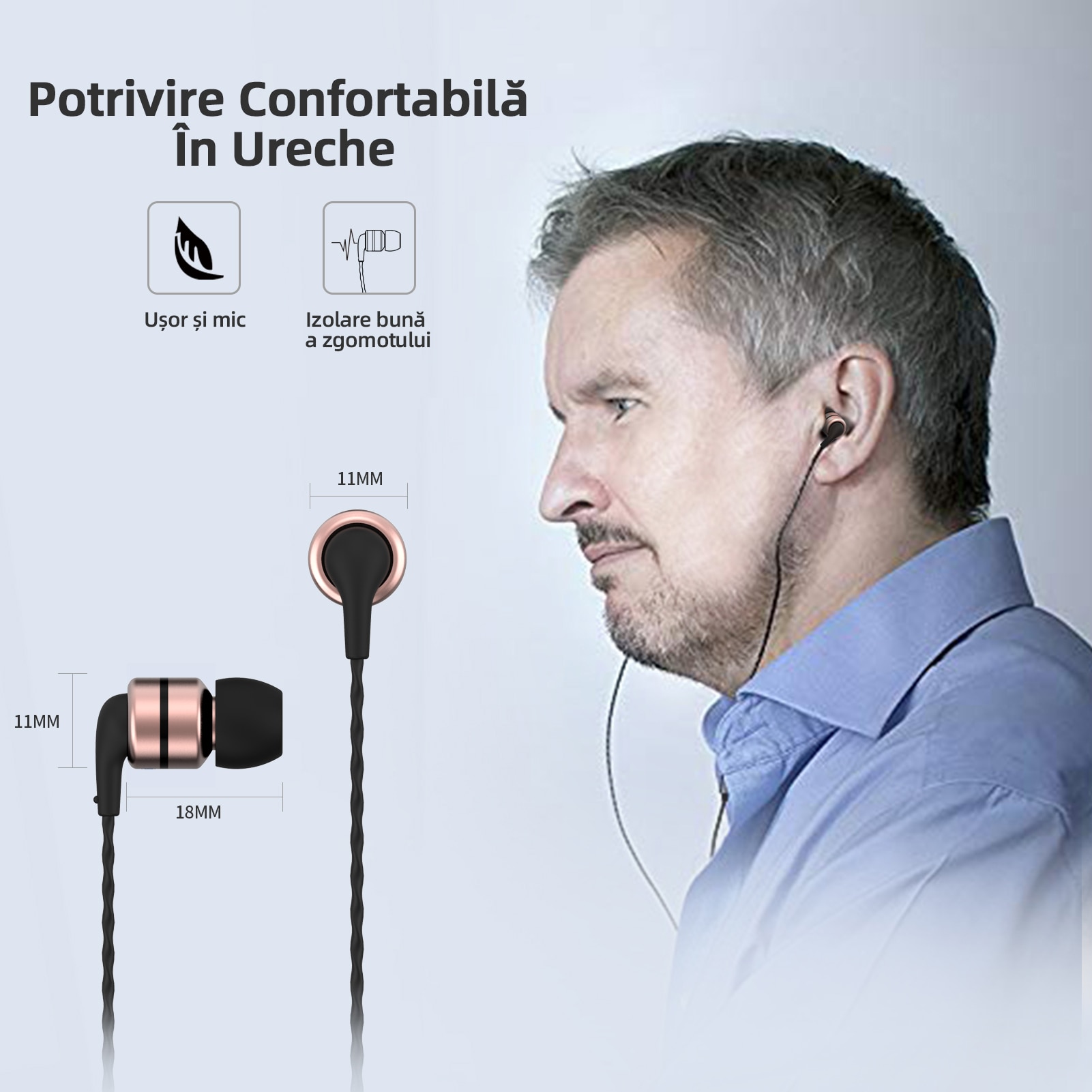 SoundMAGIC E80 Casti cu fir fara microfon Casti audio Stereo HiFi Izolarea zgomotului in casti pentru urechi se potrivesc confortabil Super Bass Black Gold