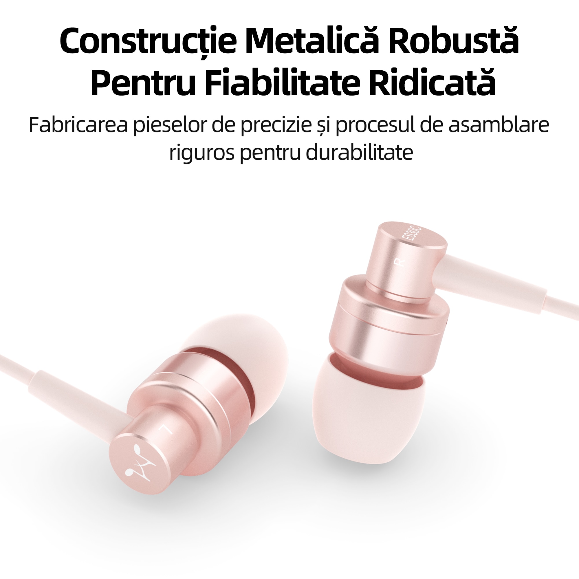 SoundMAGIC ES30C Casti cu fir intraauriculare cu microfon, calitate a sunetului de inalta fidelitate anularea zgomotului de apel anularea zgomotului ergonomic confort Ergonomic，Roz