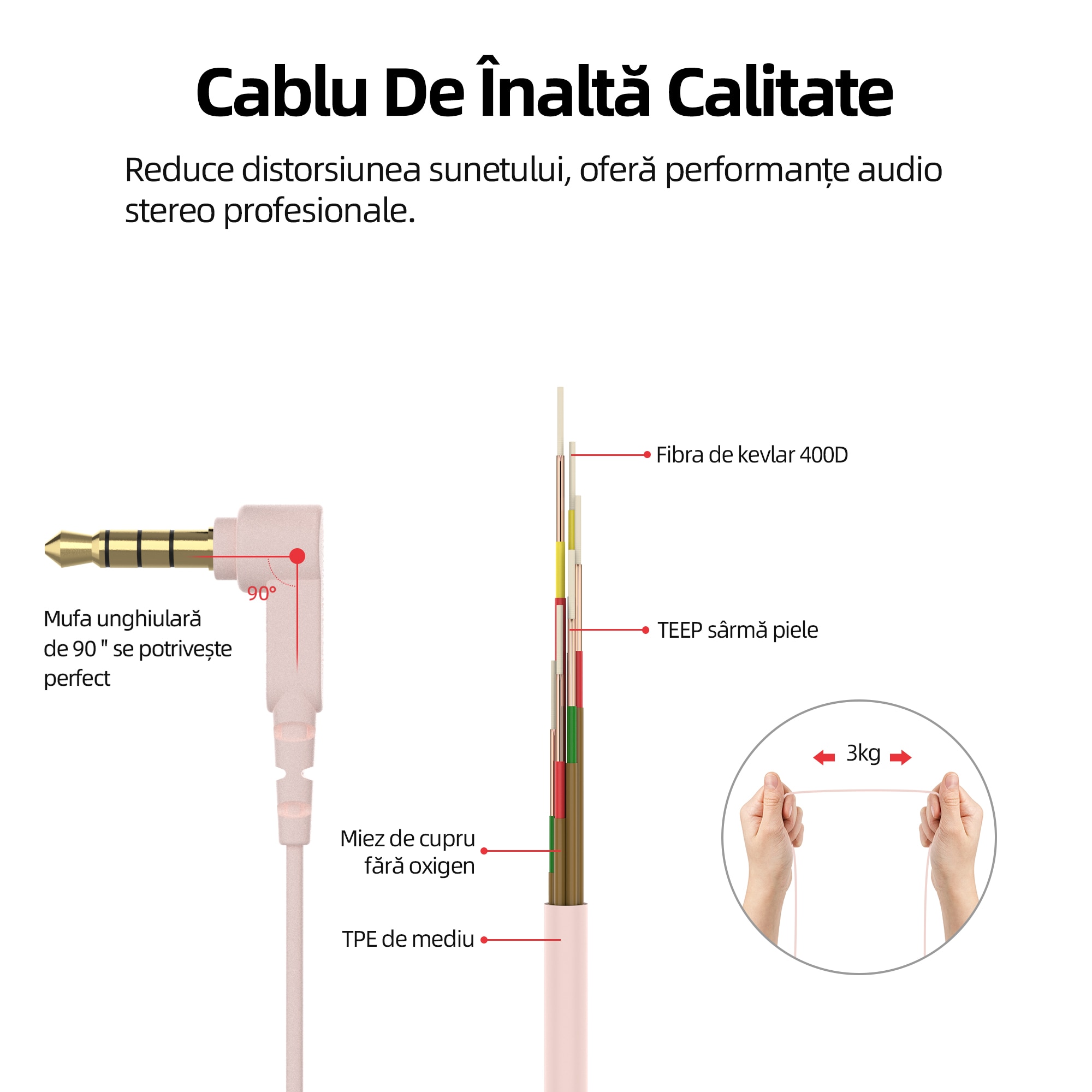SoundMAGIC ES30C Casti cu fir intraauriculare cu microfon, calitate a sunetului de inalta fidelitate anularea zgomotului de apel anularea zgomotului ergonomic confort Ergonomic，Roz