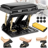 Suport ergonomic pentru picioare, Excitat®, multifunctional, 4 niveluri de inaltime si inclinare reglabile, antiderapant tapitat, Incarcare maxima 65kg, pliabil, Portabil, Pentru calatorii cu masina, scrisul copiilor, birou, Negru si auriu