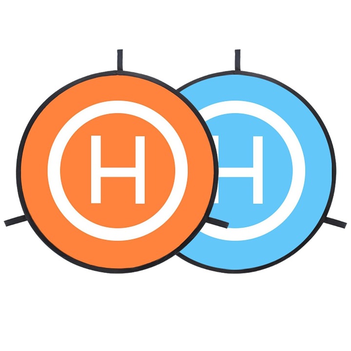 Pista de aterizare pentru drone, BOMSTOM, 55cm, rezistenta la apa, portabila, cu 8 benzi reflectorizante, Securitate design, set complet