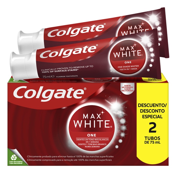 Colgate Max White One fogkrémkészlet 2x75ml, fluoriddal