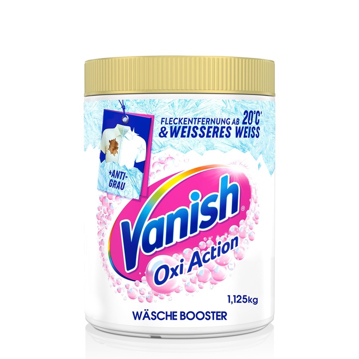 Vanish Oxi Action Power White folteltávolító por, 1x1, 125 kg, fehér ruhákhoz