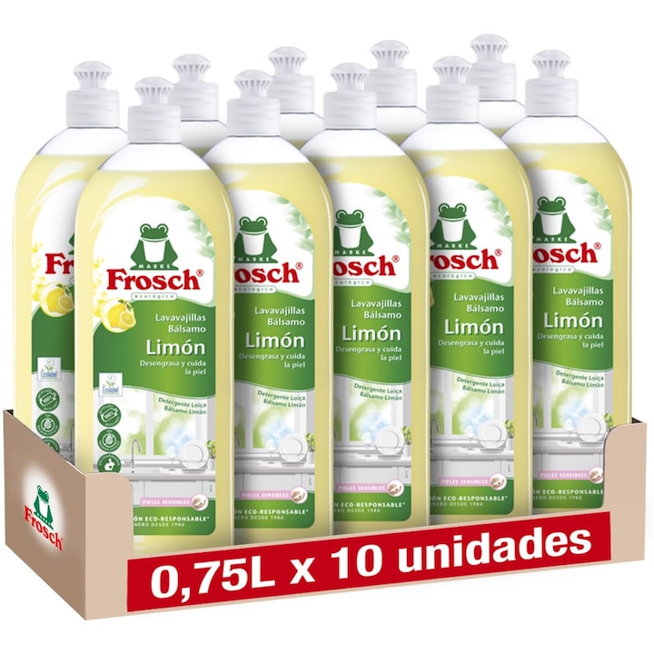 Folyékony kézmosószappan, Frosch, bio citromfű, 10 db x 750 ml