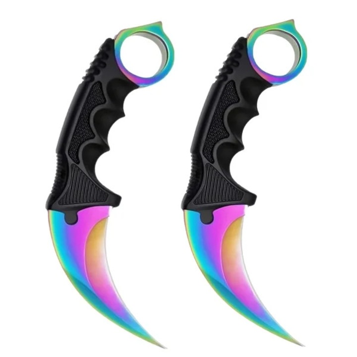 Set doua cutite karambit, 19 cm, multicolor, teaca inclusa