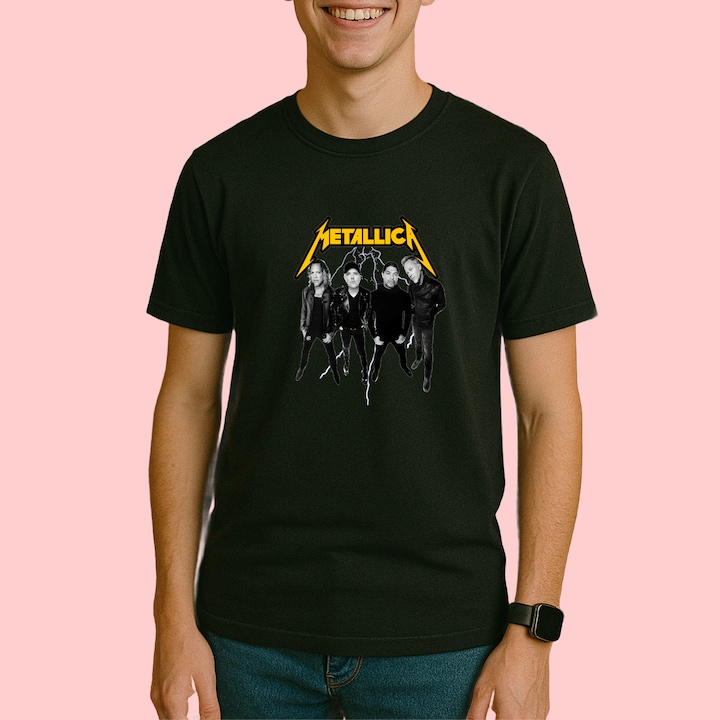 Tricou Metallica - Skulls Graphic, muzica Mafia, Barbat, 100% bumbac, Cri-Flo, Culoare Negru, Marime XL