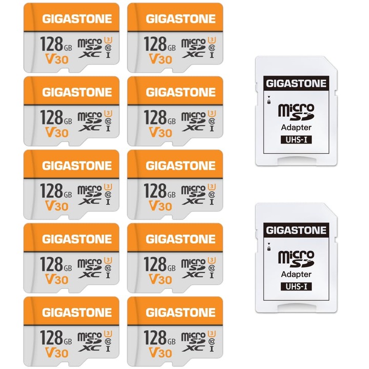 Memóriakártya 128GB, Gigastone, 10 darabos szett, UHS-I U3, 95MB/s