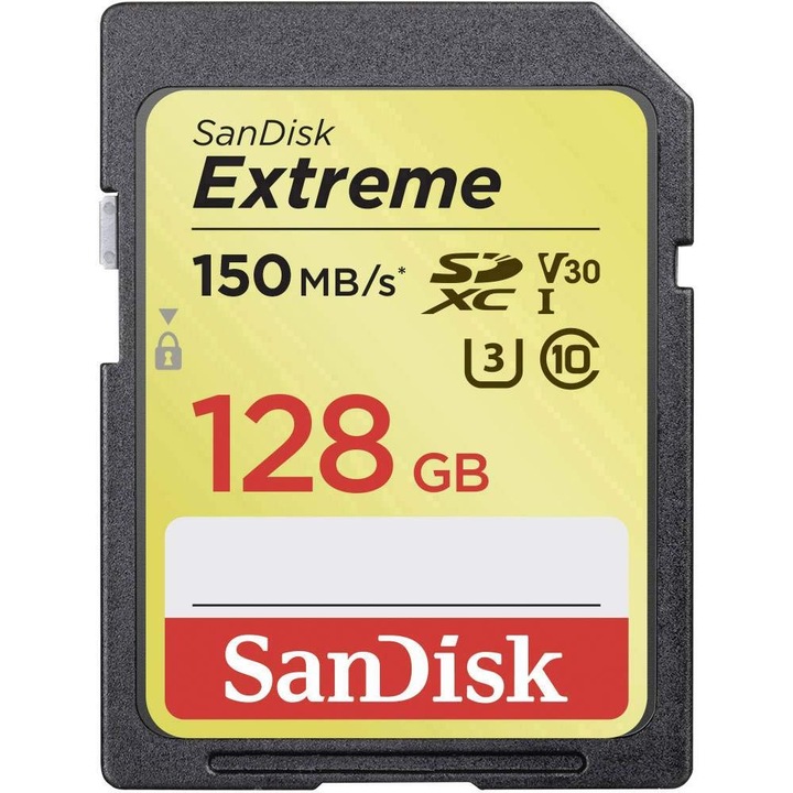 Карта памет SanDisk Extreme SDXC, 128 GB, 150 MB/s, 1 брой