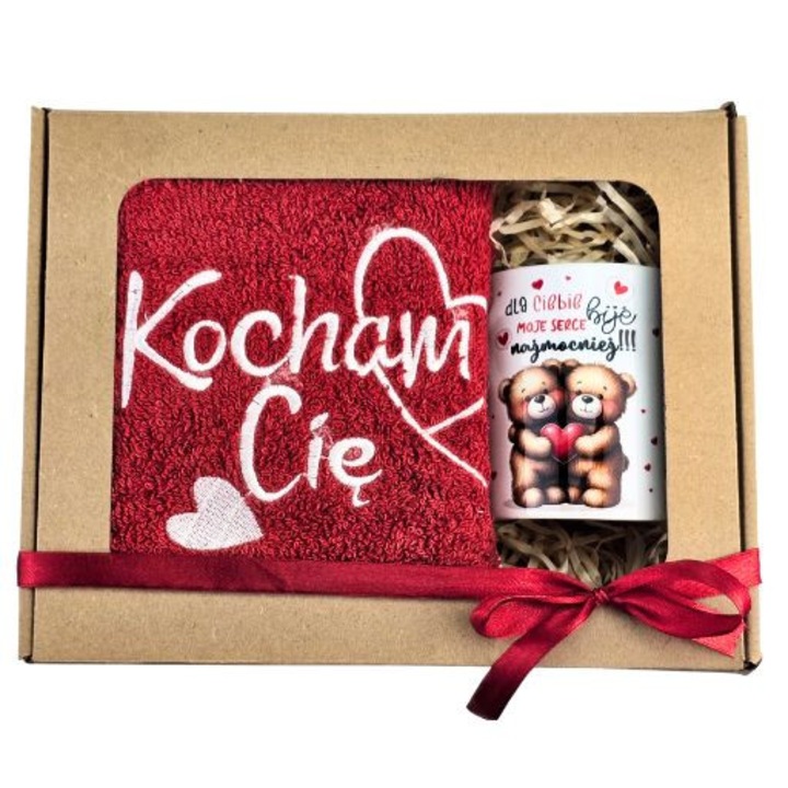 Комплект карго кърпи и чаши, Moje Serce Bije Najbardziej, 3328-WAL1