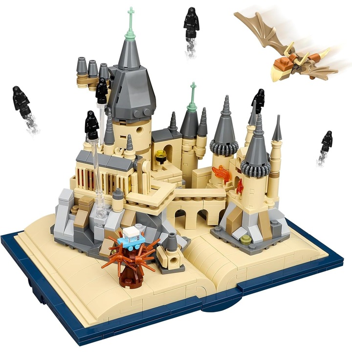 Set de blocuri de constructie castel, WALALLA 727 piese, jucarie STEM, multicolor, 8.3x5.7x7 inch