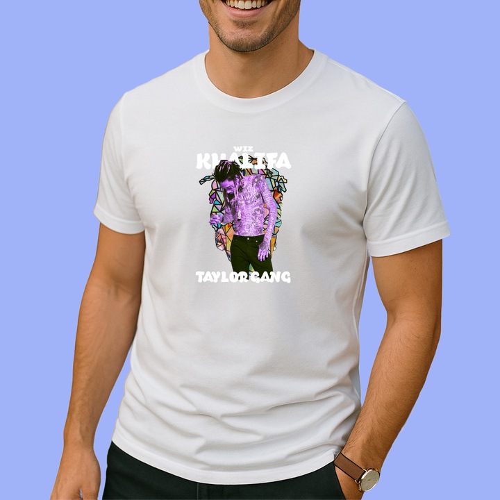 Tricou Wiz Khalifa Taylor Gang, muzica Hip-Hop / Trap, Barbat, 100% bumbac, Cri-Flo, Culoare Alb, Marime S