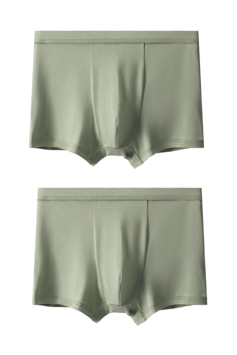 PremierPeds Lenjerie intima barbateasca de culoare solida, respirabila, modal, boxeri scurti, doua pachete, Verde lime