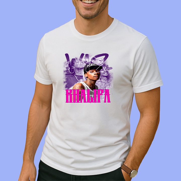 Tricou wiz khalifa violet, muzica Hip-Hop / Trap, Barbat, 100% bumbac, Cri-Flo, Culoare Alb, Marime S