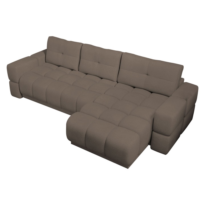Coltar Bubble, extensibil, cu lada depozitare, stofa Jaguar 8, 285 x 157 x 88 cm, Maro