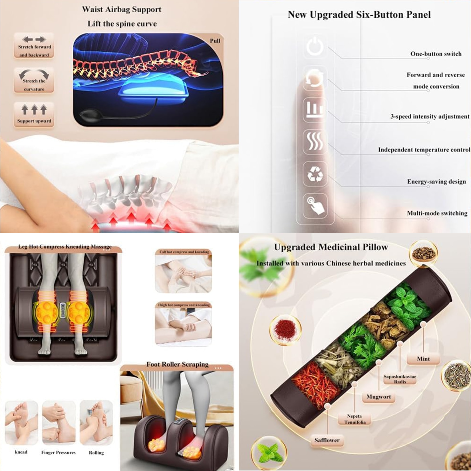 Saltea pentru masaj complet shiatsu, aparat de masaj picioare, cu