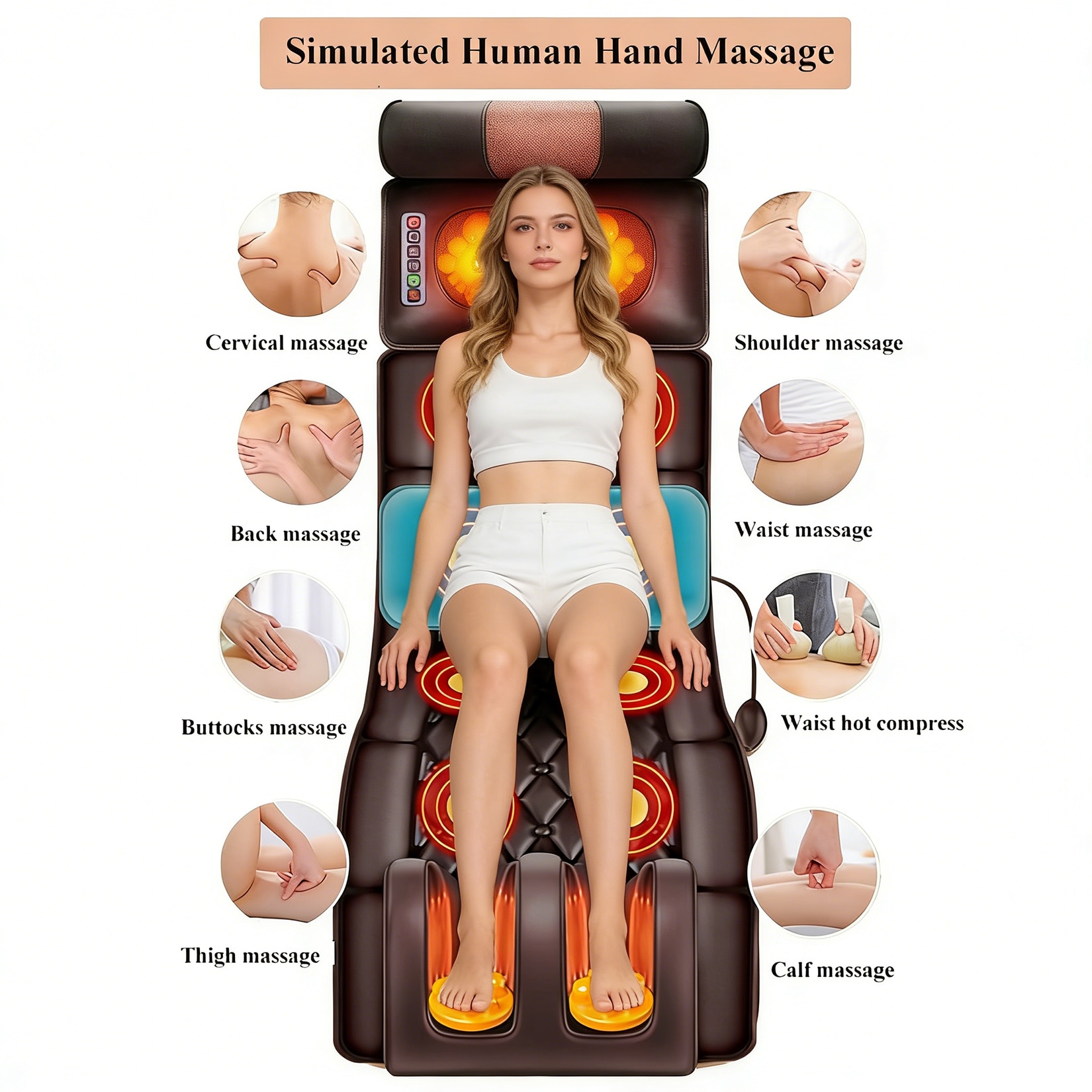 Saltea pentru masaj complet shiatsu, aparat de masaj picioare, cu