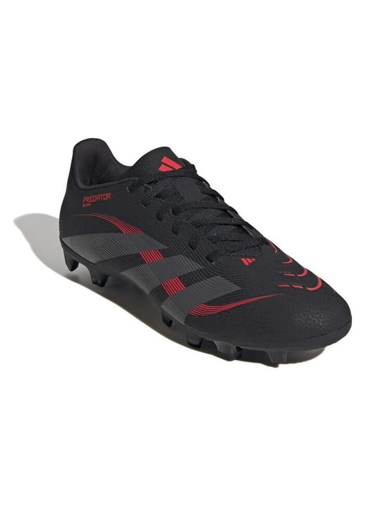 Ghete de fotbal Adidas Predator Club FG/MG, talpa flexibila, sintetic, negru/rosu, 44 2/3 EU