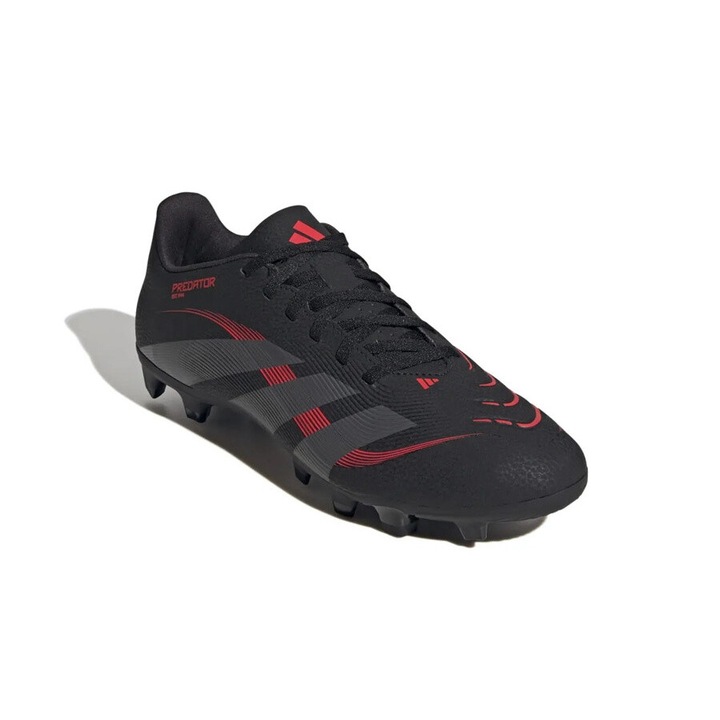 Ghete de fotbal Adidas Predator Club FG/MG, talpa flexibila, sintetic, negru/rosu, 44 2/3 EU