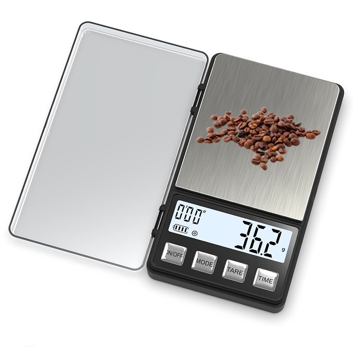 Cantar digital pentru cafea, Rqiurpn, digital, negru, 0.1g-1kg, timer