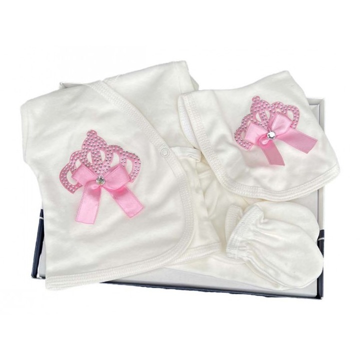 Set cadou 5 piese nou nascut fetite roz 0-3 luni