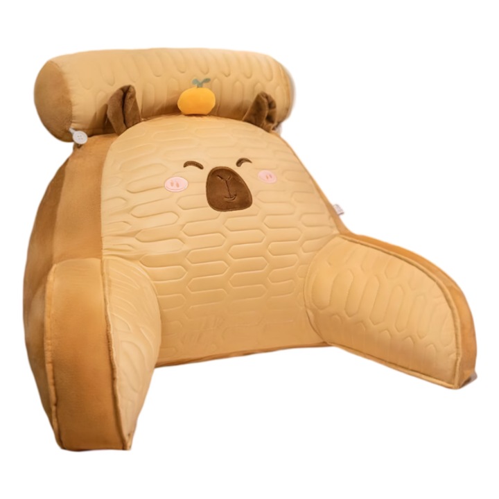 Perna multifunctionala, spatar pentru pat, sustinere coloana vertebrala, 60x40, model capybara, latex, Maro inchis