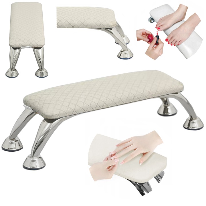 Suport pentru maini manichiura, Calissimo, design modern, stabil, alb