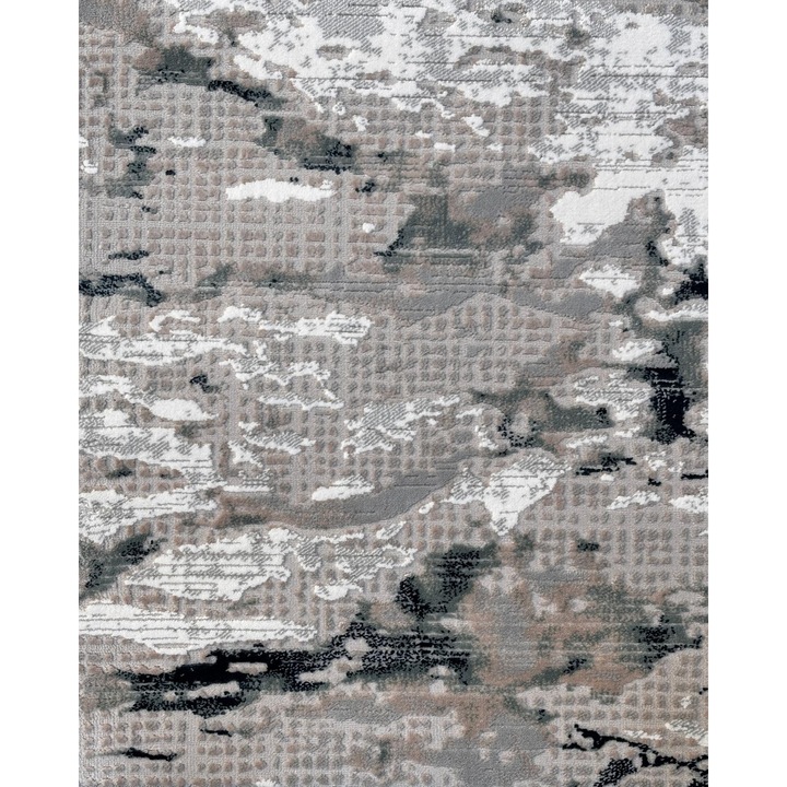 Covor modern, cu model Abstract 150 cm latime x 250 cm lungime Tesatura mecanica cu suport textil din Bumbac tratat Antiderapant, noduri 528.000/mp inaltime fir 13mm, 2200g/mp