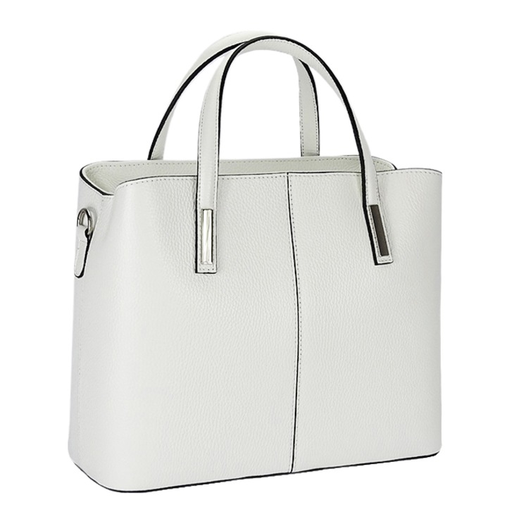 Geanta mare din piele naturala 8922, Alb, 25x32x14