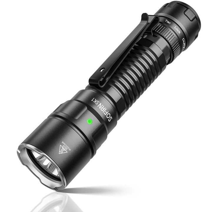 Sofirn Sk1 Акумулаторно LED фенерче, USB-C тактическо фенерче с батерия, ярко EDC фенерче, 1300 лумена, макс. 479 лумена, с магнитен ротационен превключвател за къмпинг на открито, спешни случаи, спасяване, лов