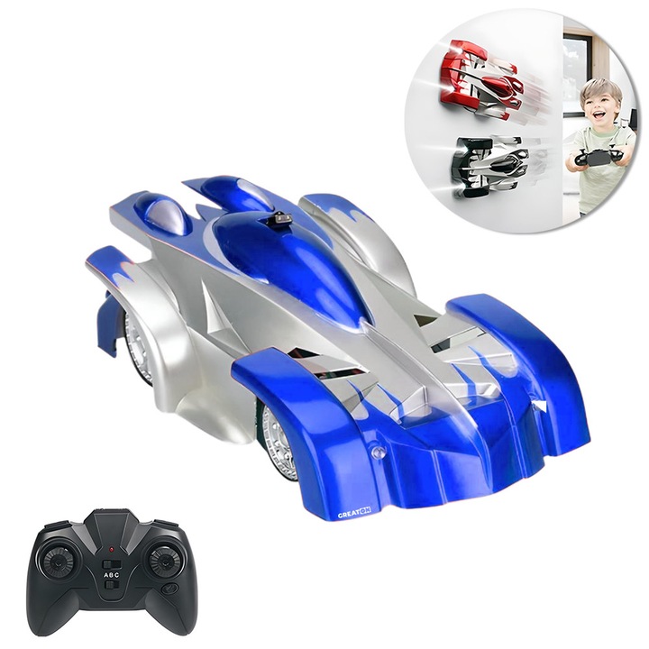 Masinuta Inteligenta GREATON, Functie Antigravitationala, Jucarie Care Se Deplaseaza Pe Pereti Si Tavan, Culoare Albastra