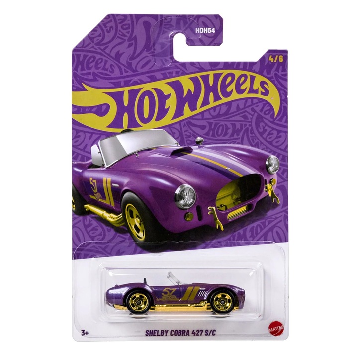 Hot Wheels metálfényű kisautó, Shelby Cobra 427SC, Pearl & Chrome, JDM29, 1:64