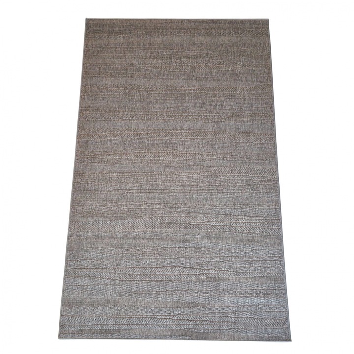 Covor modern, Gri Inchis, 80x150cm, Poliester/Polipropilena, pentru Living, Dormitor, Hol, Bucatarie