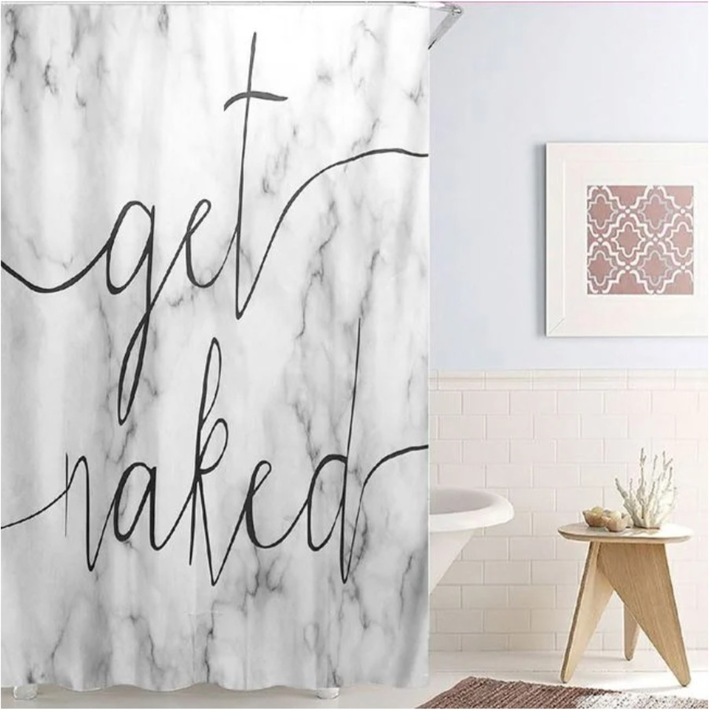 Perdea pentru dus "Get Naked", gri marble, 180x180cm