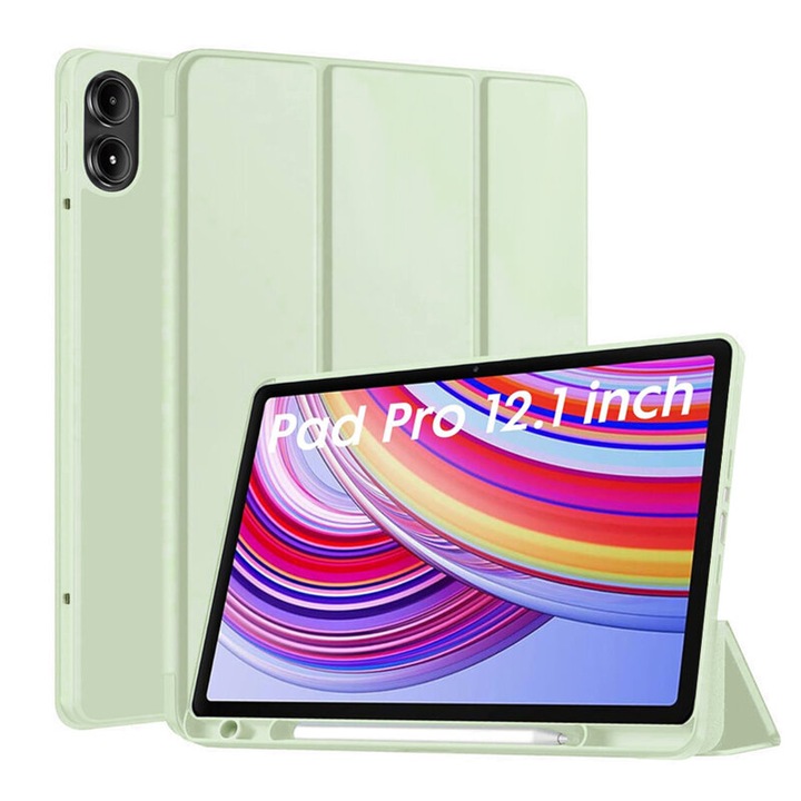 Защитен калъф, съвместим с Xiaomi Redmi Pad Pro, MaiDestept, Z18, Trifold Pen, TPU, Matcha Green