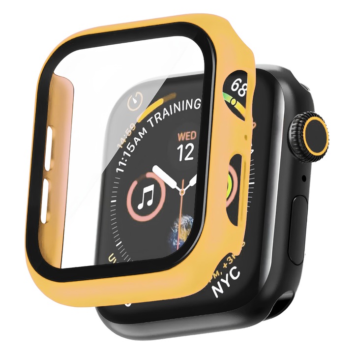 Защитен калъф за Apple Watch Series 10, 42 мм, протектор за екран, тънък, пълно покритие, защита от пръстови отпечатъци, защита от удари, защита от надраскване, лесно приложение, матово покритие, жълт