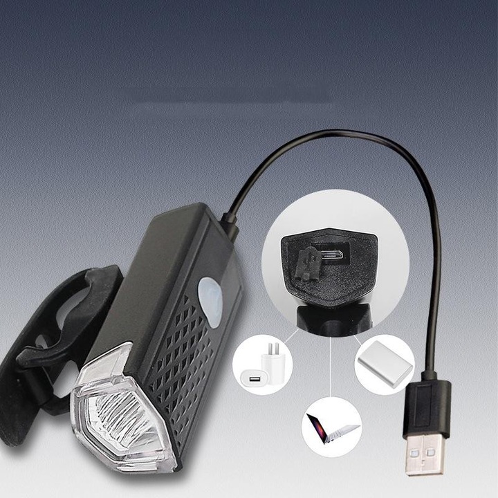 LED-es projektoros lámpa kerékpárhoz/rollerhez, Southern Sky, újratölthető, USB kábel mellékelve, 3 fénymód, IPX4, fekete, 6.5x2.9x2.3 cm