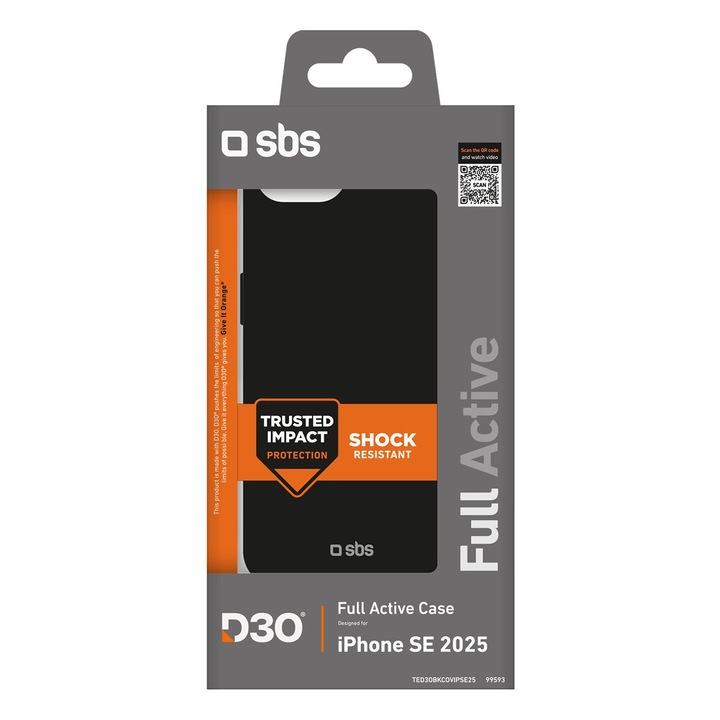Carcasa SBS Full Active D3O pentru iPhone 16E - Neagra