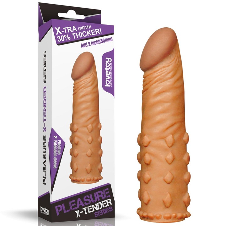 Ръкав за пенис LOVETOY, Реалистичен, 18x4.1 см, Цвят: Кафяв/Телесен