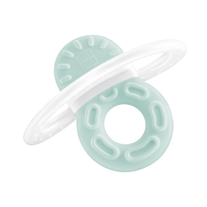 Fiúknak való rágóka, mini, könnyen fogható, többrétegű, kék, 2 hónapos kortól