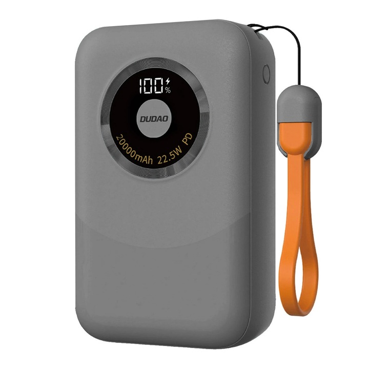 Baterie externa Dudao K21 Mini 10000mAh 22.5W USB-A / USB-C, gri