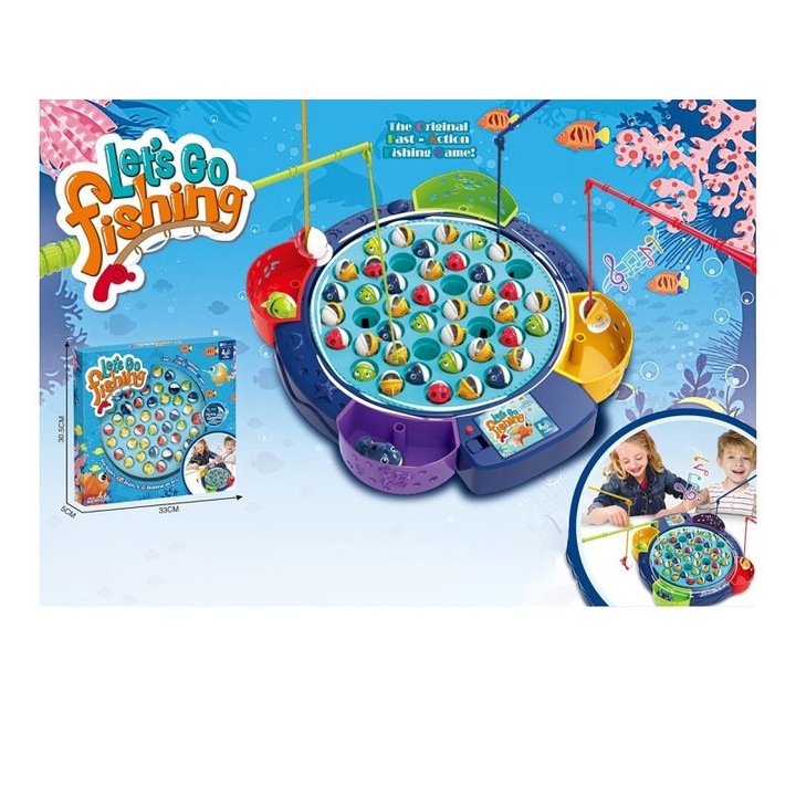 Joc pescuit pesti set 4 undite 45 pesti multicolor 31x31,5cm