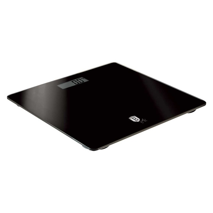 Berlinger Haus телесна везна, модел черно-сребристо, закалено стъкло, 150 кг, LCD, 30x30x1 см, черна